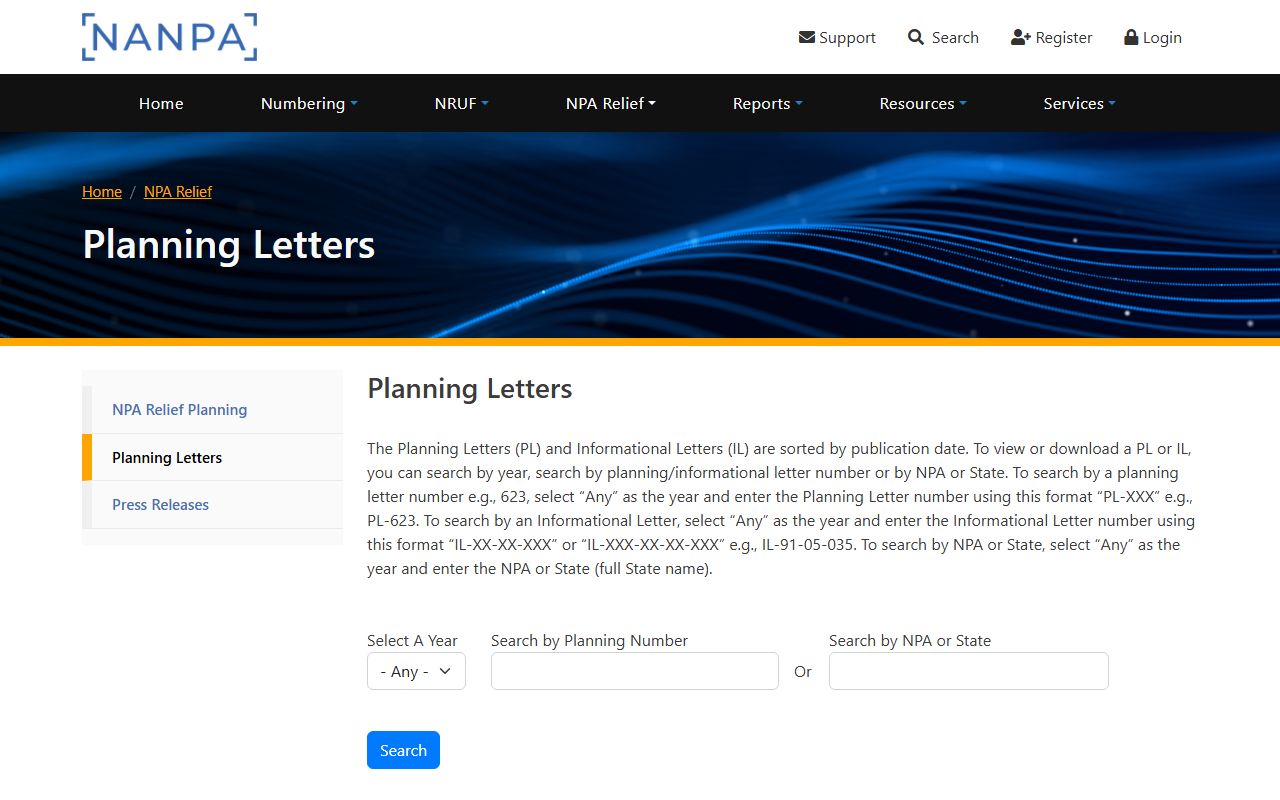 Leland phone area codes NANPA planning letter search