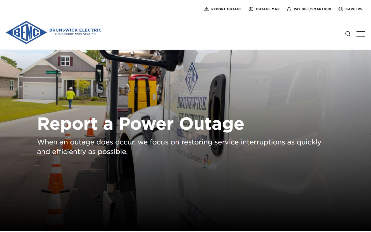 Leland phone codes Brunswick Electric outage report options